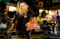 Rock chick on the bar. Fashion photograph.