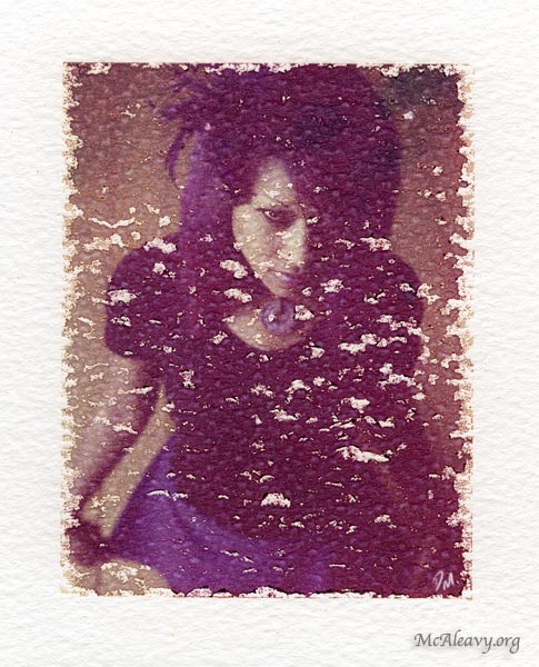 Skin Diamond on watercolour paper. Light painted Polaroid emulsion transfer photograph.
