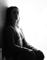 Grainy female figiure nude. Monochrome photograph.
