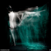 Smeared figure nude. Light painted photograph.