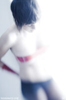 High key. Red tape. Soft focus photograph.
